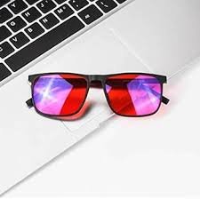 Niebieskie Okulary Męskie z Czerwonymi Szkłami